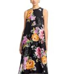 Johnny Was Silk Lined Linen Floral Dress